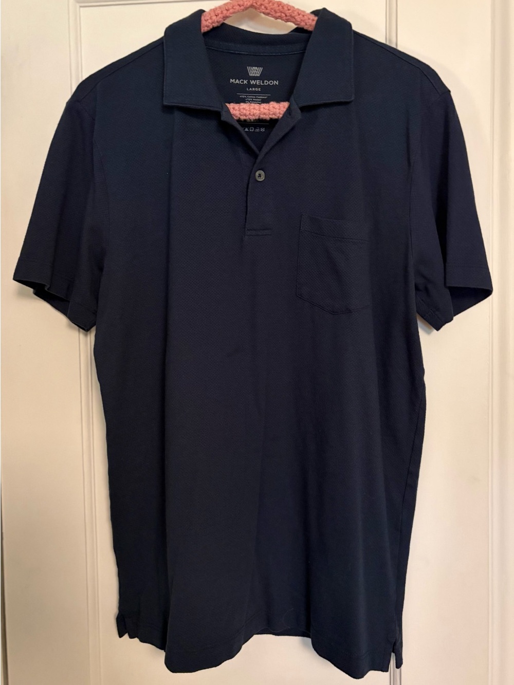 Mack Weldon Navy Short-Sleeve Polo with Chest Pocket